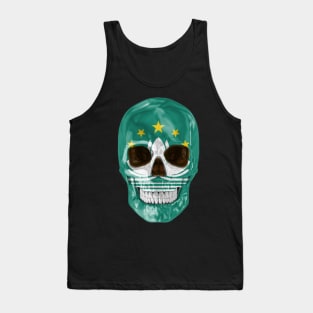 Macau Flag Skull - Gift for Macanese With Roots From Macau Tank Top